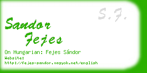 sandor fejes business card